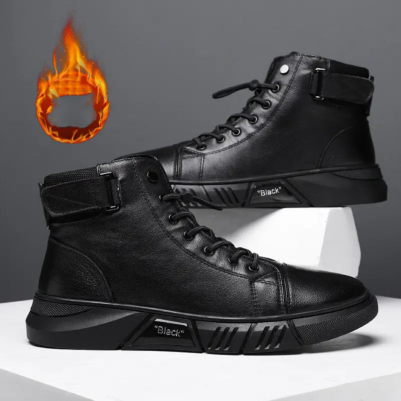Men’s New Leather Plush Martin Boots Casual