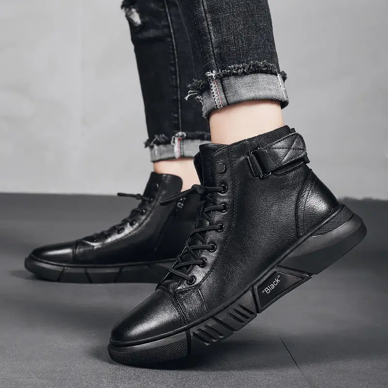 Men’s New Leather Plush Martin Boots Casual
