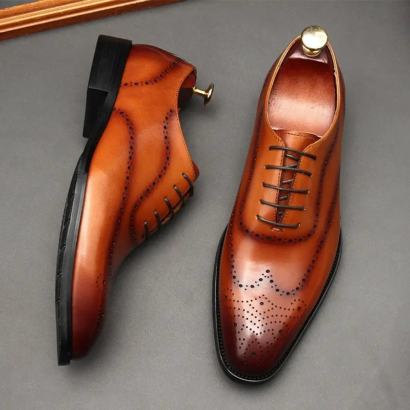 British Pointed Toe Business Formal Wear Lace-up Shoes Men