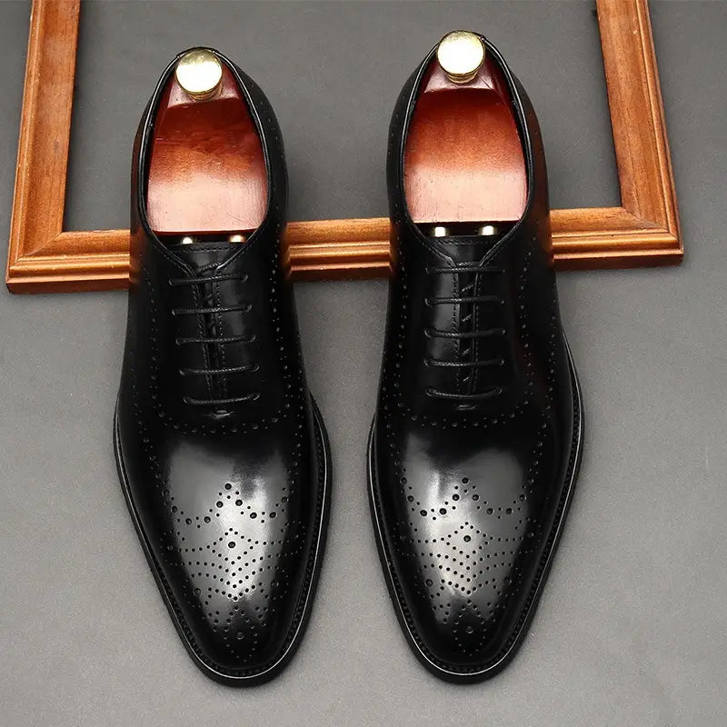 British Pointed Toe Business Formal Wear Lace-up Shoes Men