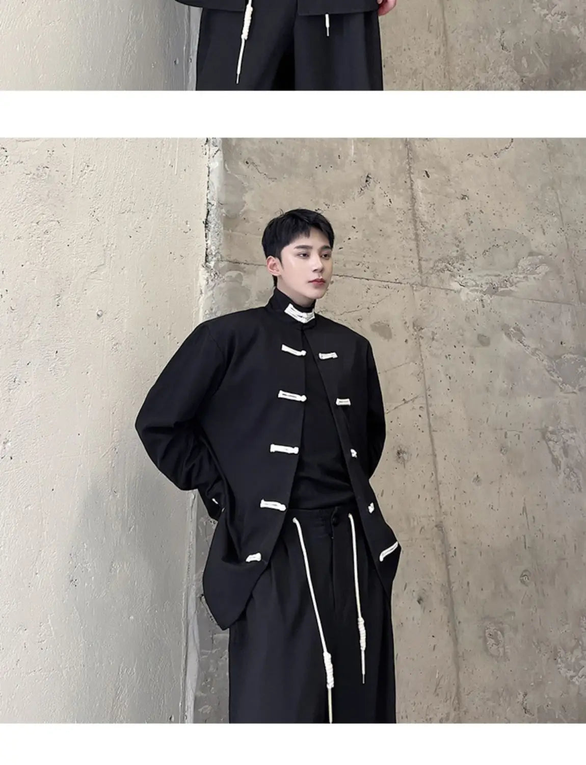 High Street Retro Buckle Collar Shirt Coat Men