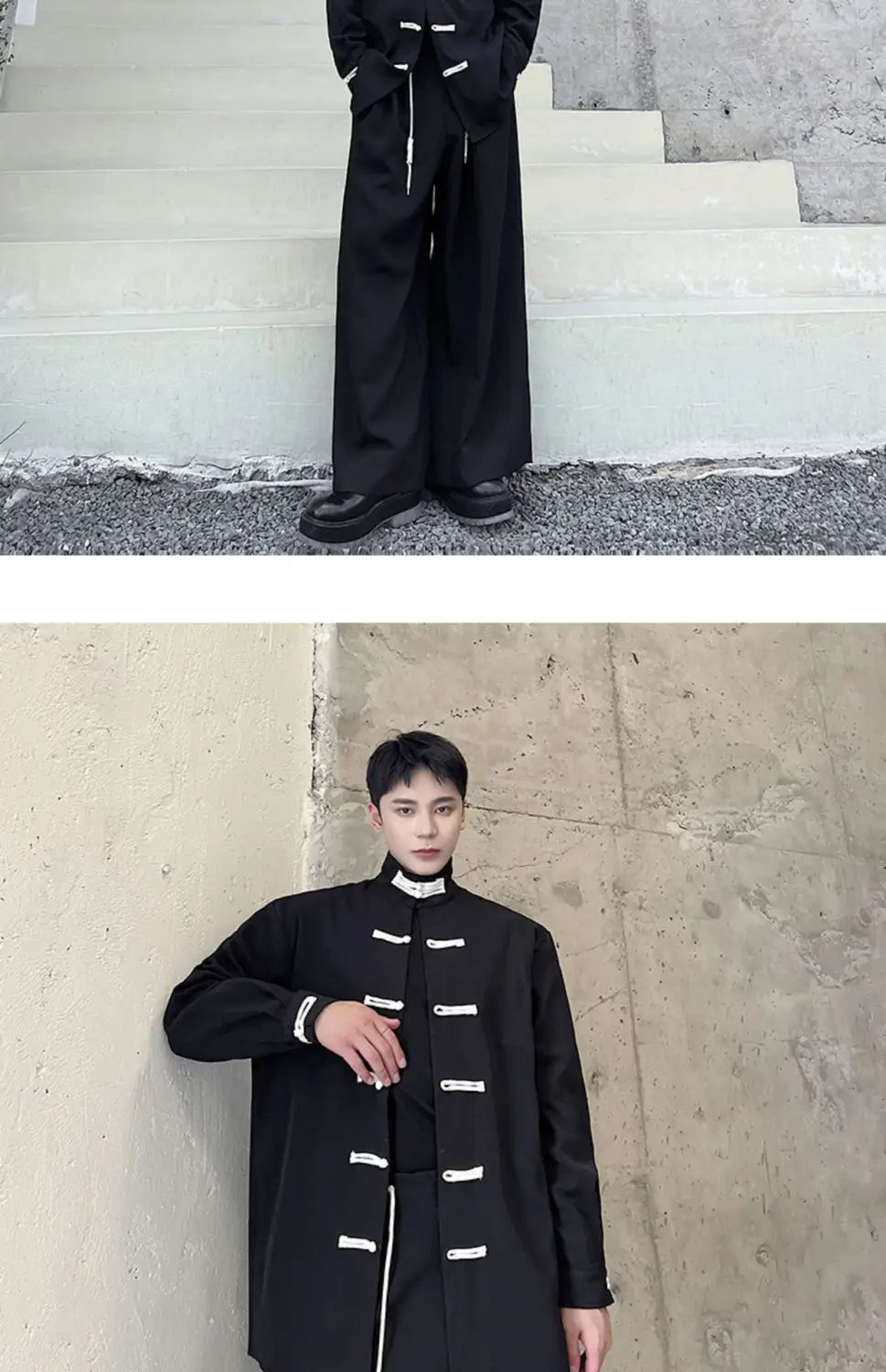 High Street Retro Buckle Collar Shirt Coat Men