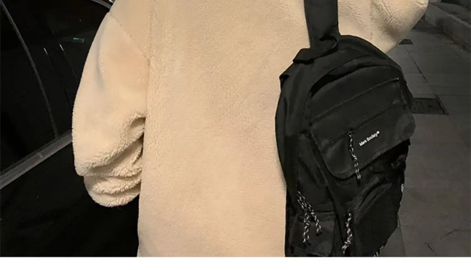 Stand Collar Winter Fleece-lined Thickening Embroidery Loose All-match Lamb Wool Coat For Men