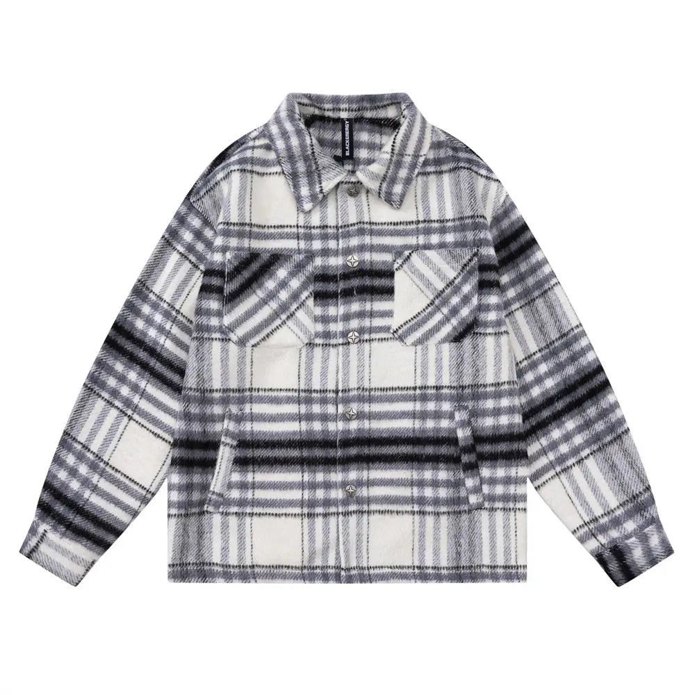 Autumn And Winter Padded Plaid Shirt Coat For Men