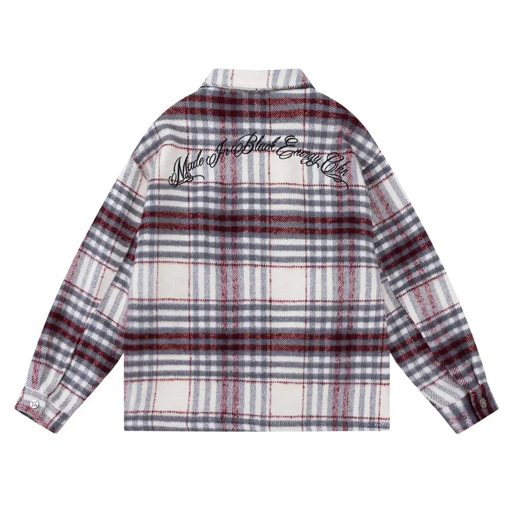 Autumn And Winter Padded Plaid Shirt Coat For Men