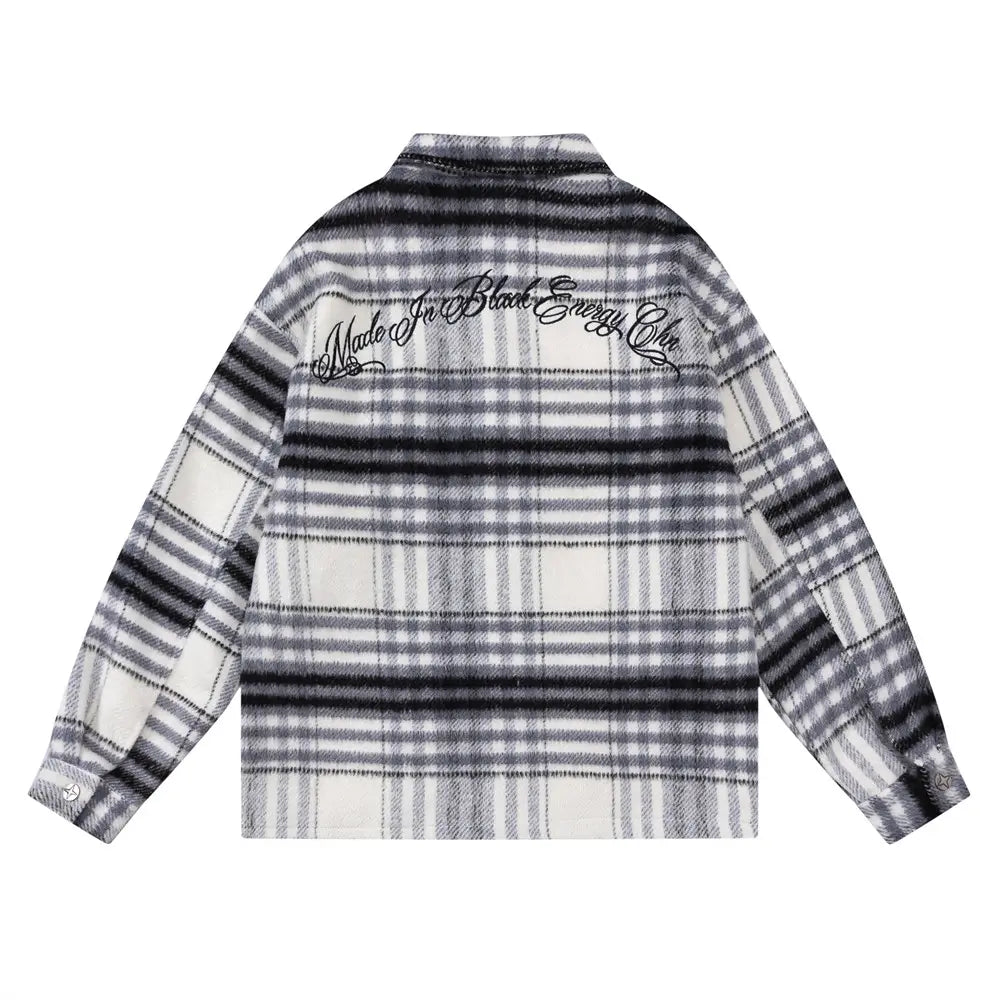 Autumn And Winter Padded Plaid Shirt Coat For Men