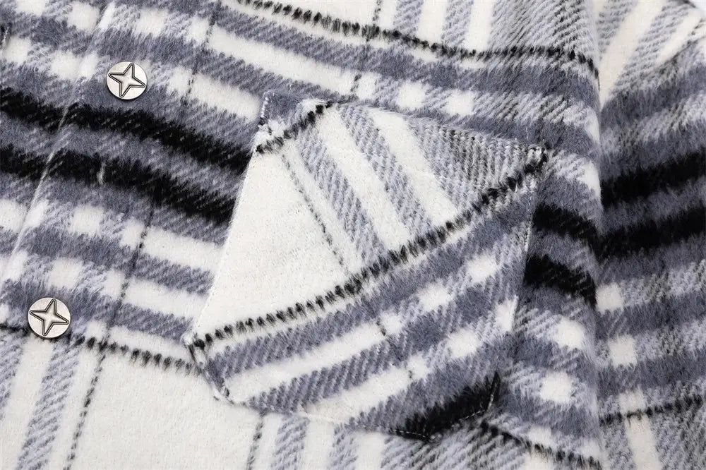 Autumn And Winter Padded Plaid Shirt Coat For Men