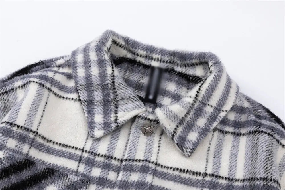 Autumn And Winter Padded Plaid Shirt Coat For Men