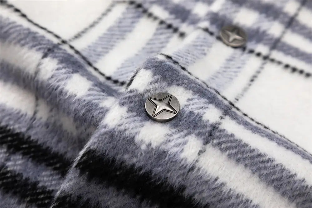 Autumn And Winter Padded Plaid Shirt Coat For Men