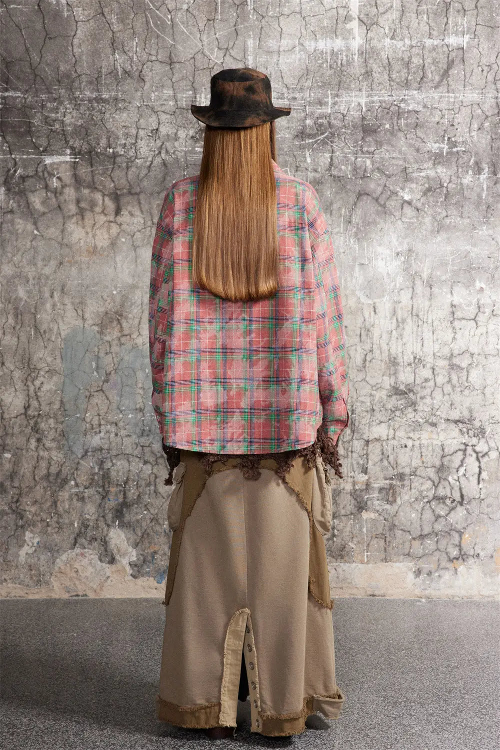 European And American Style Cuban Collar Long Sleeve Plaid Shirt For Men