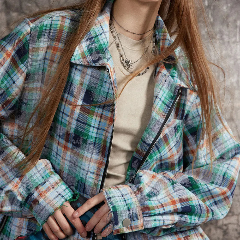 Distressed Plaid Long-sleeved Shirt For Men