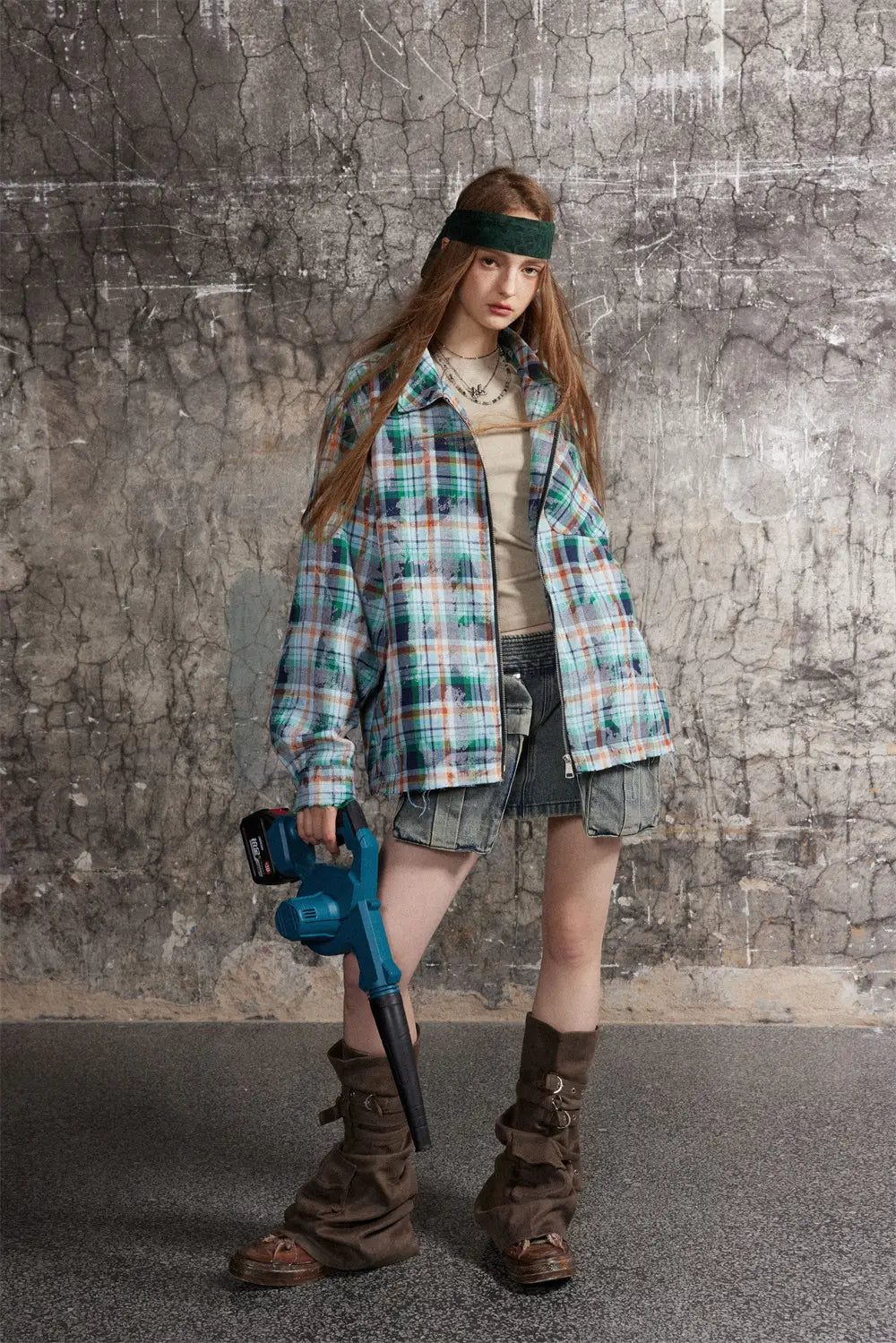 Distressed Plaid Long-sleeved Shirt For Men