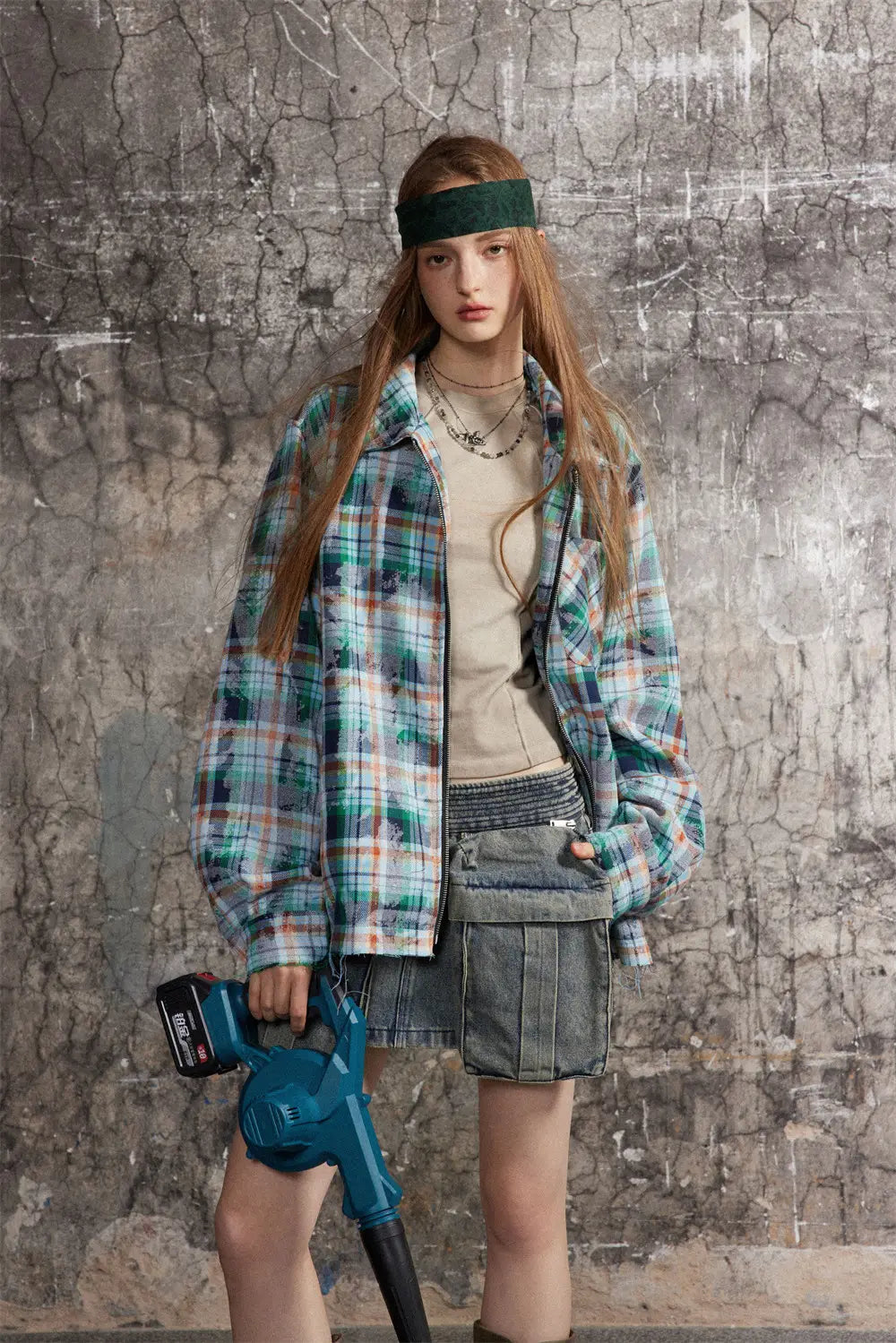 Distressed Plaid Long-sleeved Shirt For Men