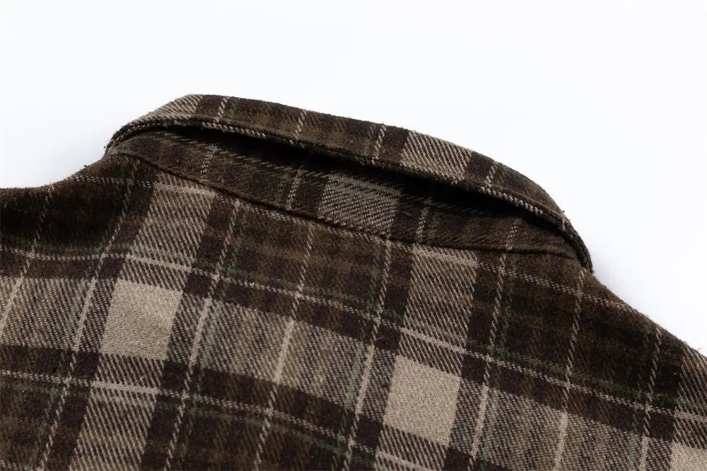 Plaid Long Sleeve Shirt Men Punk Trendy Hole & Patch