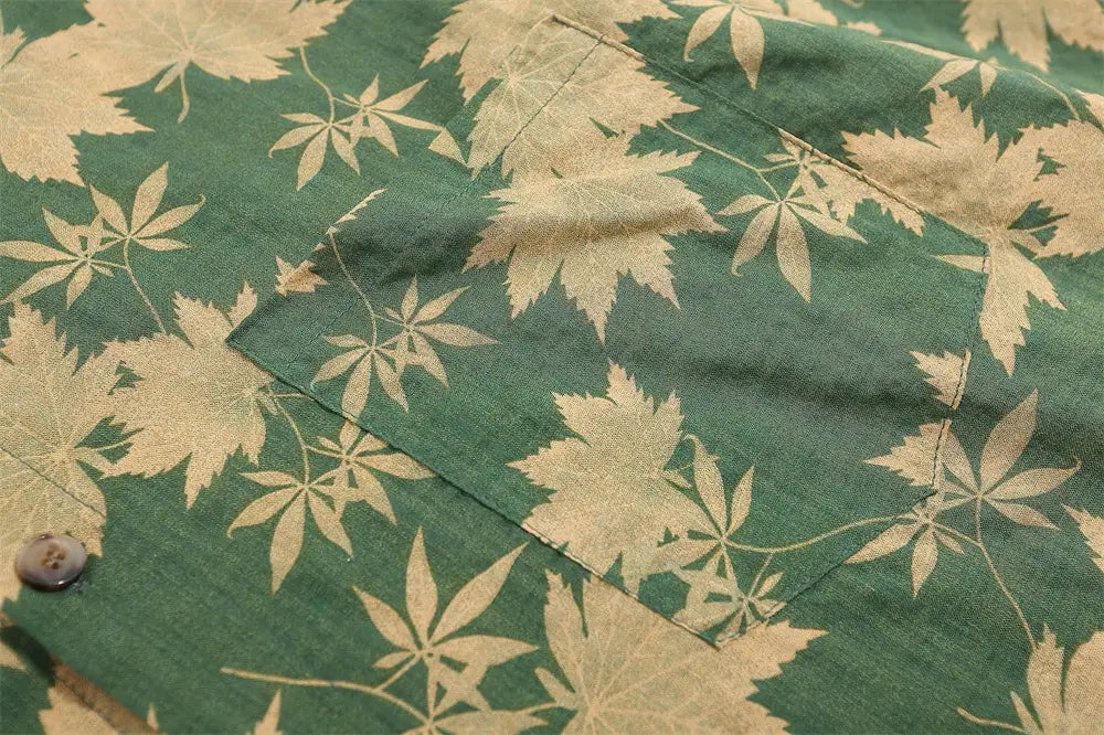 Full Printed Maple Leaf Long Sleeve Shirt Men Spring And Autumn Japanese Style