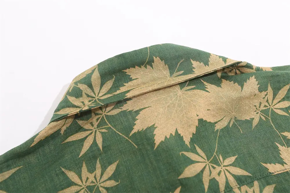 Full Printed Maple Leaf Long Sleeve Shirt Men Spring And Autumn Japanese Style