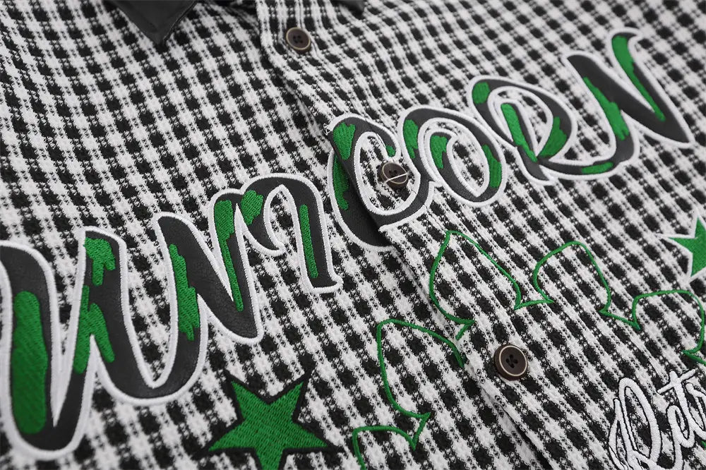 American Contrast Color Stitching Long-sleeved Shirt Men