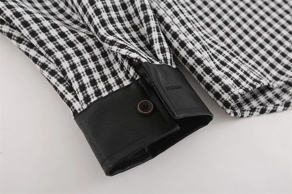 American Contrast Color Stitching Long-sleeved Shirt Men