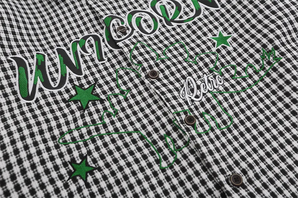 American Contrast Color Stitching Long-sleeved Shirt Men