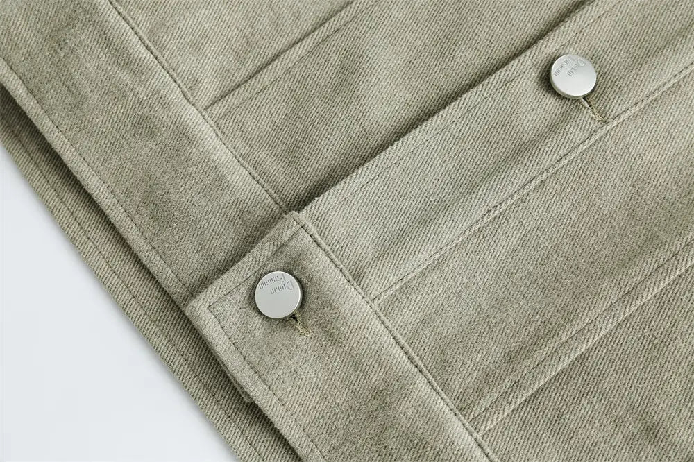 Stitching Hollow Lace Lapel Denim Coat Men