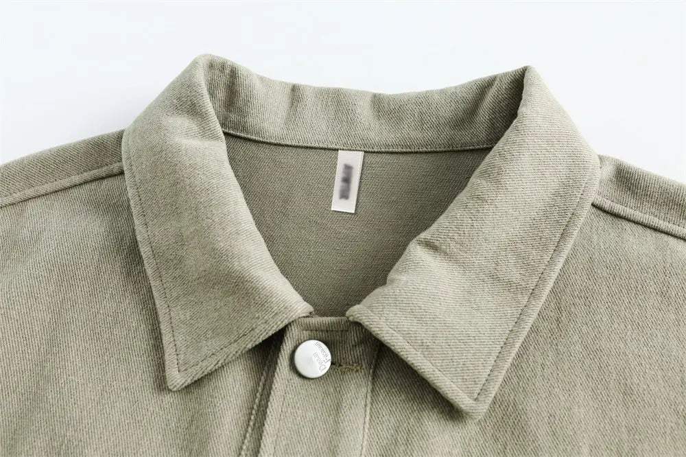 Stitching Hollow Lace Lapel Denim Coat Men