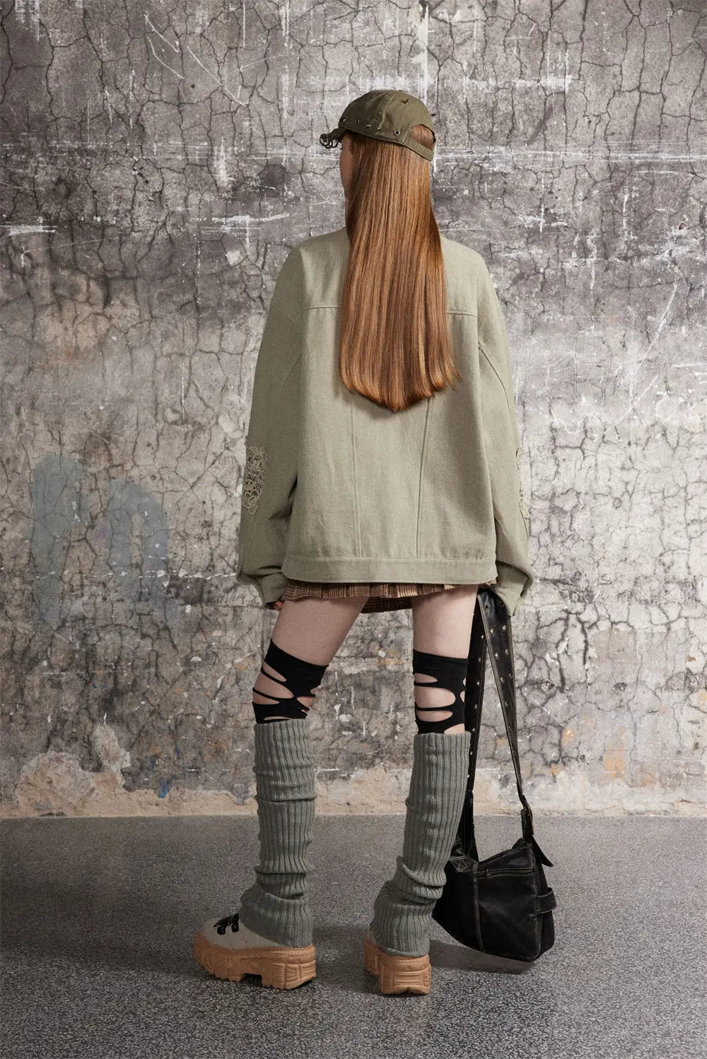 Stitching Hollow Lace Lapel Denim Coat Men