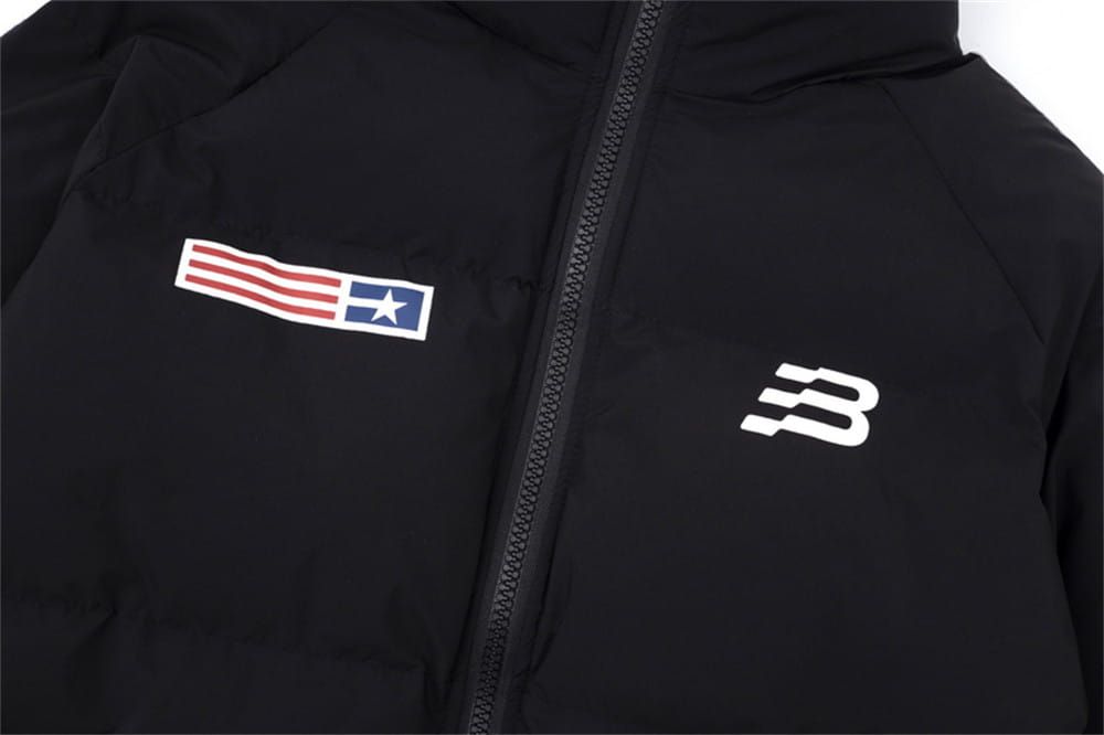 Printed Stand Collar Cotton-padded Coat Men