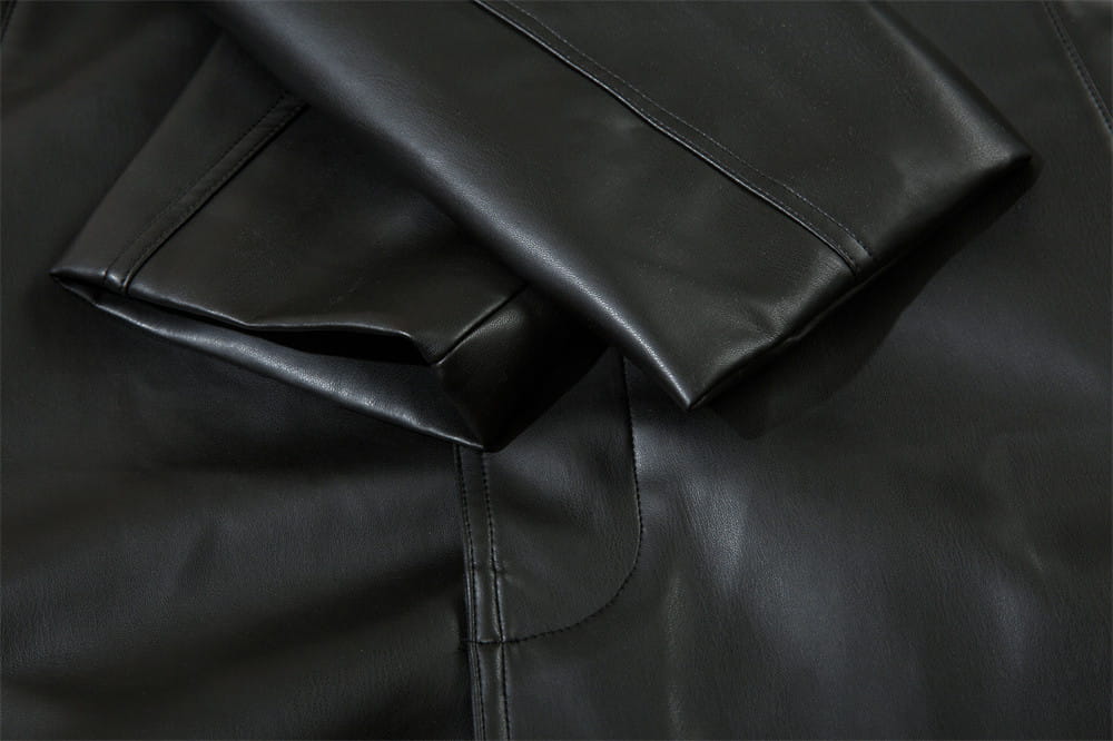 American Style With Belt Mid-length PU Leather Coat For Men Autumn And Winter