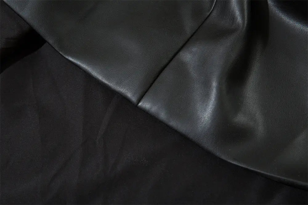 American Style With Belt Mid-length PU Leather Coat For Men Autumn And Winter