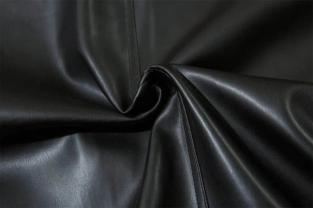 American Style With Belt Mid-length PU Leather Coat For Men Autumn And Winter