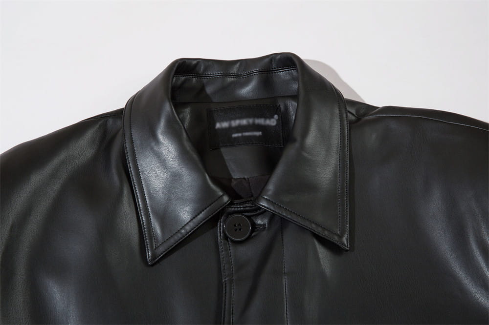 American Style With Belt Mid-length PU Leather Coat For Men Autumn And Winter