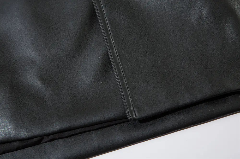 American Style With Belt Mid-length PU Leather Coat For Men Autumn And Winter