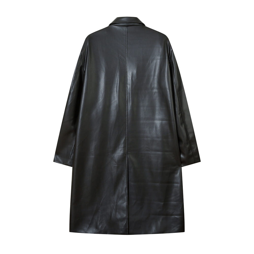 American Style With Belt Mid-length PU Leather Coat For Men Autumn And Winter