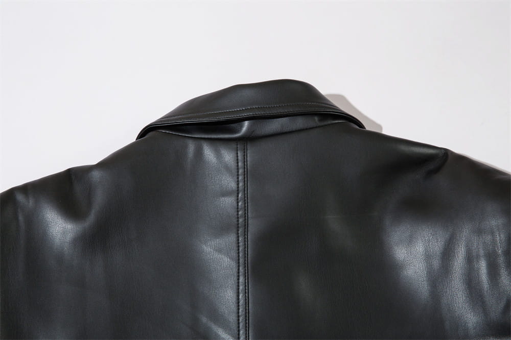 American Style With Belt Mid-length PU Leather Coat For Men Autumn And Winter