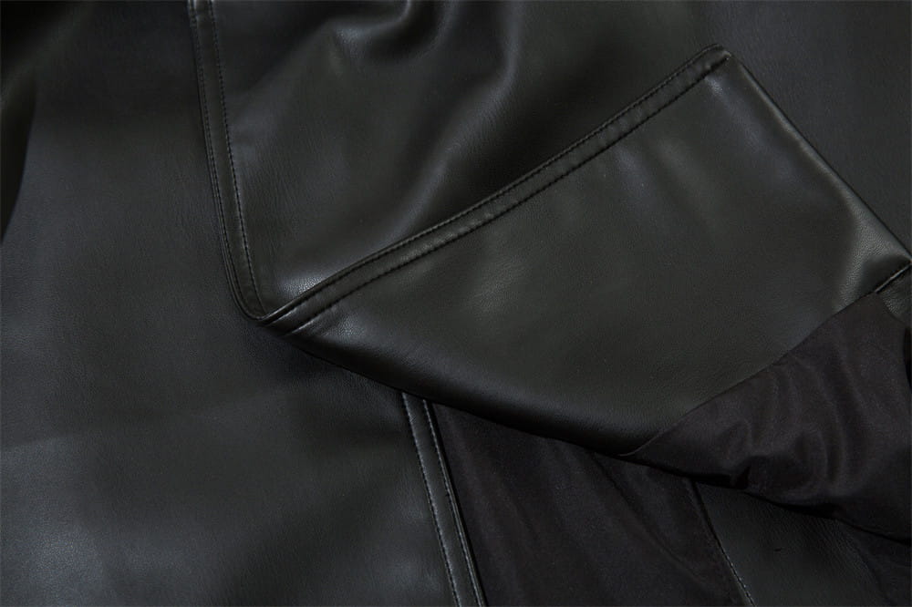 American Style With Belt Mid-length PU Leather Coat For Men Autumn And Winter