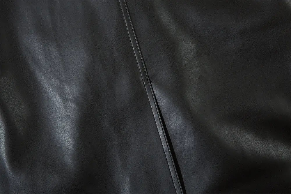 American Style With Belt Mid-length PU Leather Coat For Men Autumn And Winter