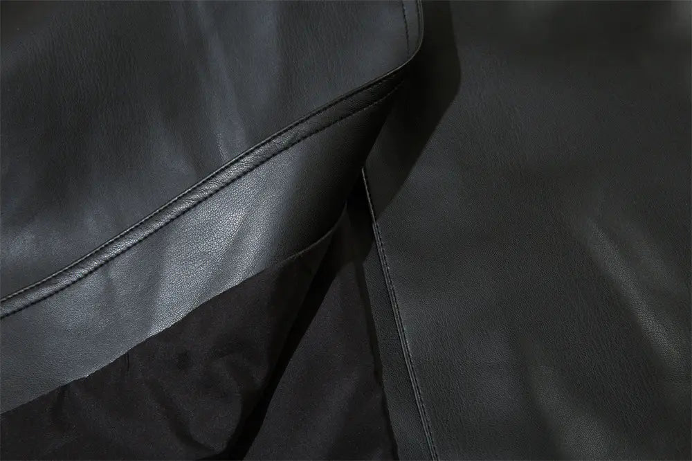 American Style With Belt Mid-length PU Leather Coat For Men Autumn And Winter