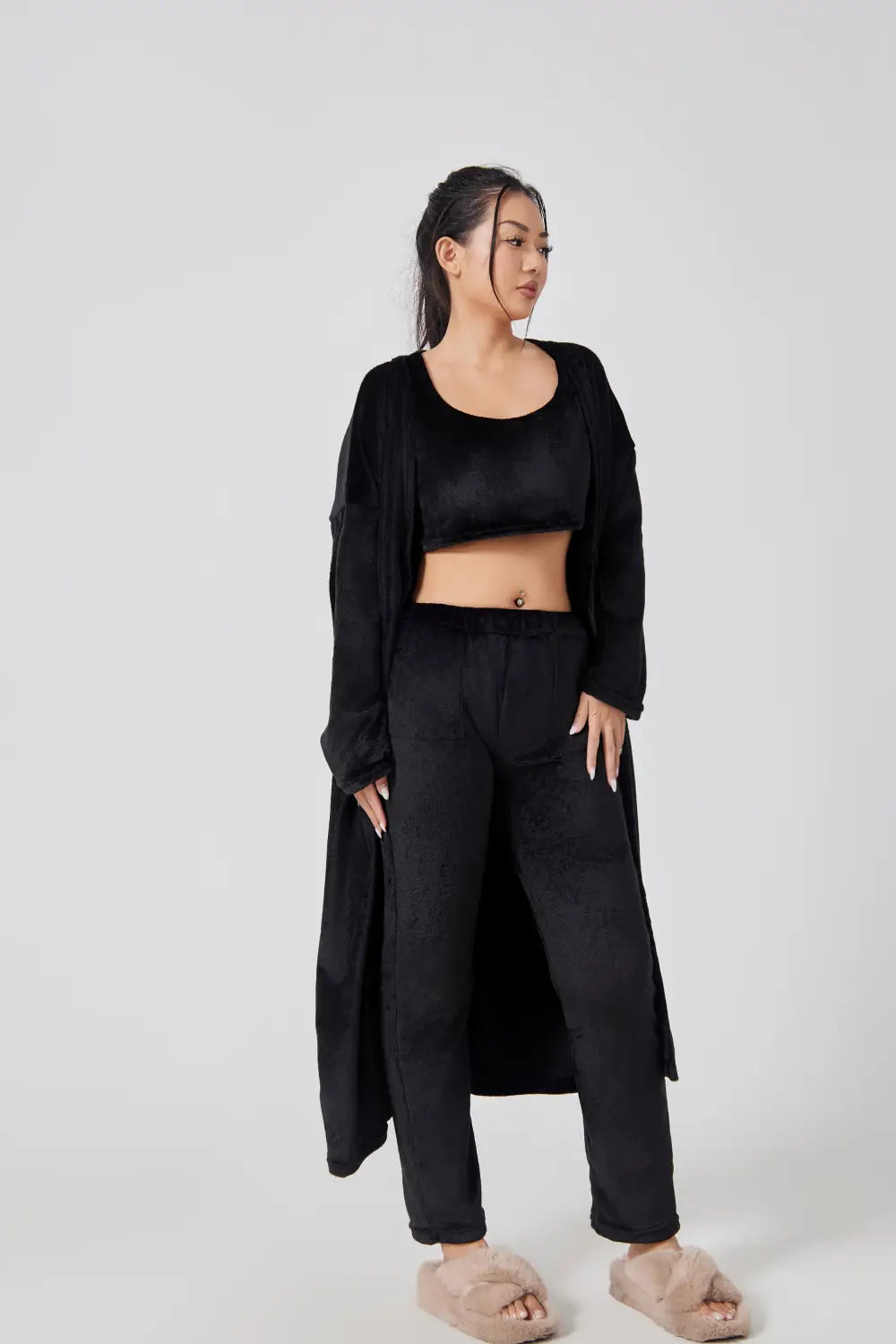 Cozy Pajama Set 3 Piece Lounge Set Cute Loungewear Warm Suit Sets Matching Set Lounge Set 3 Piece Pant Sets Women