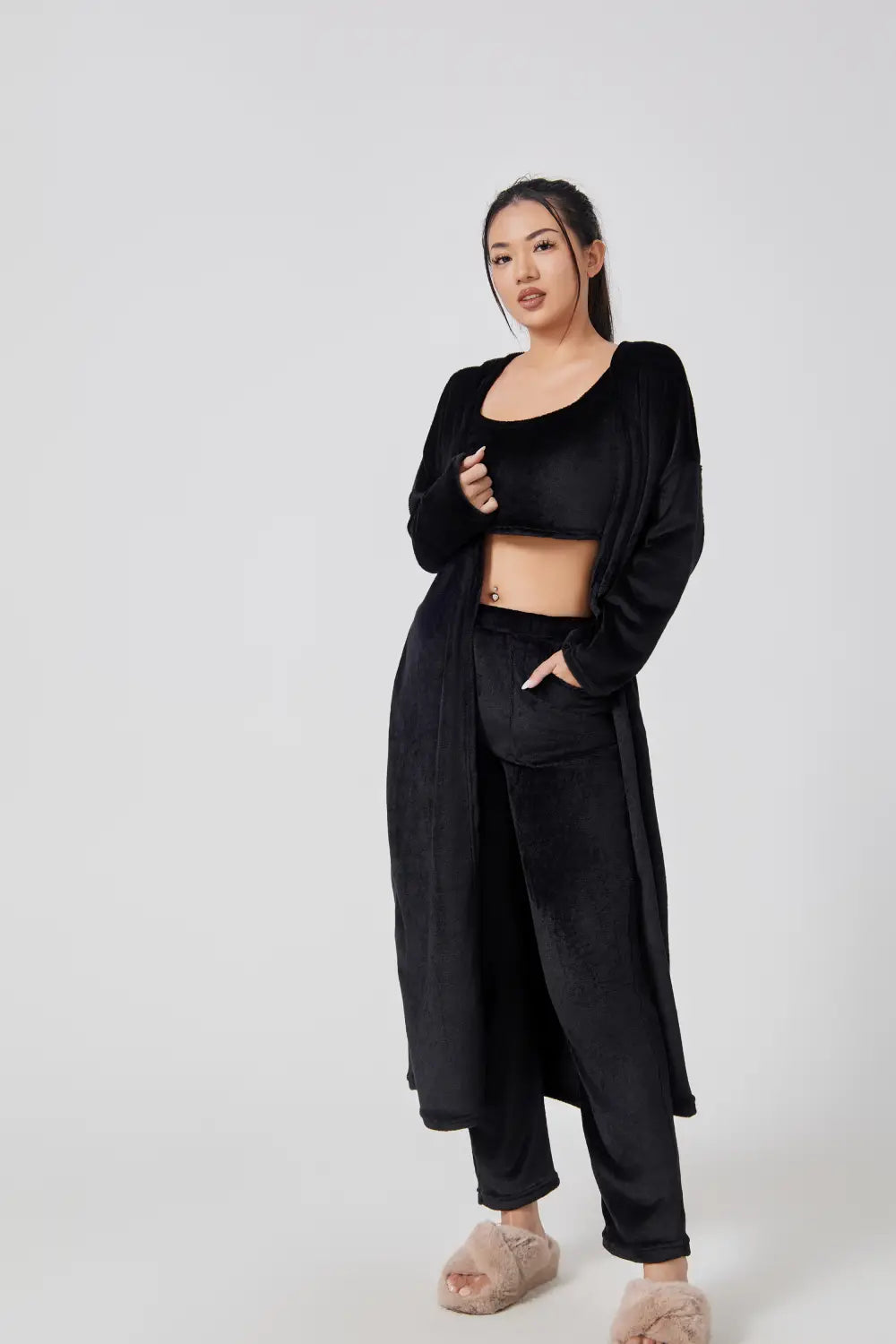 Cozy Pajama Set 3 Piece Lounge Set Cute Loungewear Warm Suit Sets Matching Set Lounge Set 3 Piece Pant Sets Women