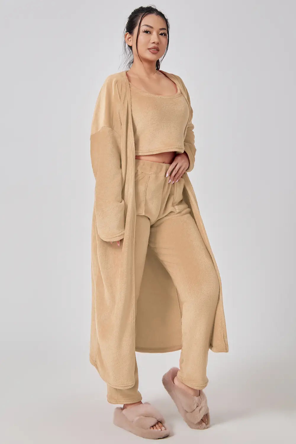 Cozy Pajama Set 3 Piece Lounge Set Cute Loungewear Warm Suit Sets Matching Set Lounge Set 3 Piece Pant Sets Women