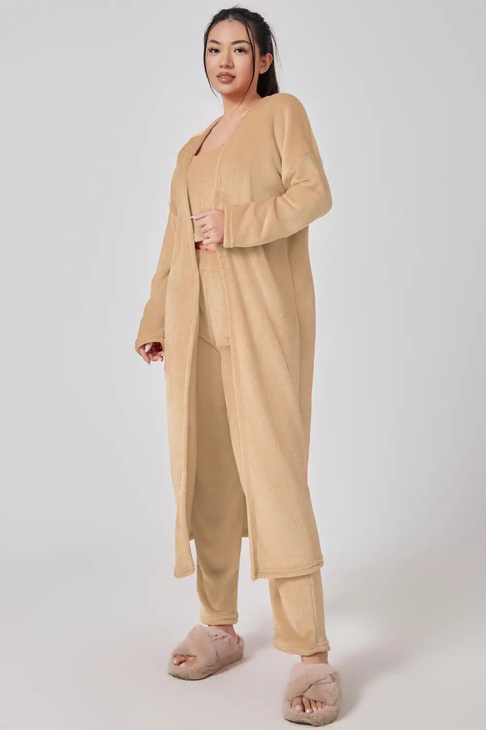 Cozy Pajama Set 3 Piece Lounge Set Cute Loungewear Warm Suit Sets Matching Set Lounge Set 3 Piece Pant Sets Women