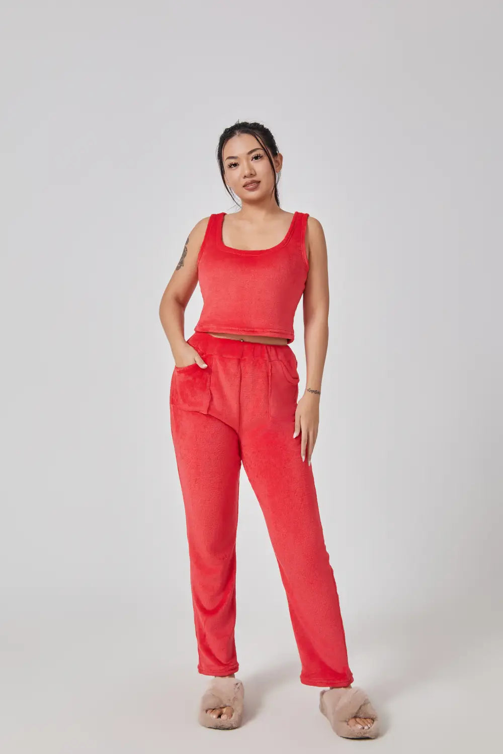 Cozy Pajama Set 3 Piece Lounge Set Cute Loungewear Warm Suit Sets Matching Set Lounge Set 3 Piece Pant Sets Women