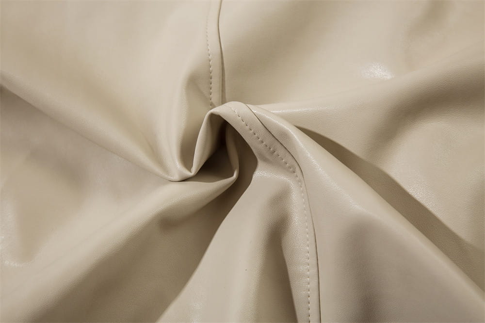 Solid Color PU Leather Coat Men