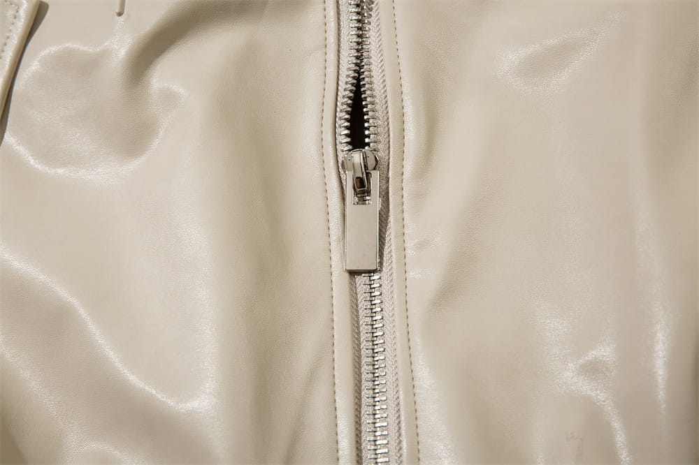 Solid Color PU Leather Coat Men