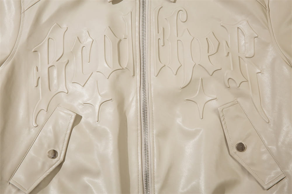 Solid Color PU Leather Coat Men