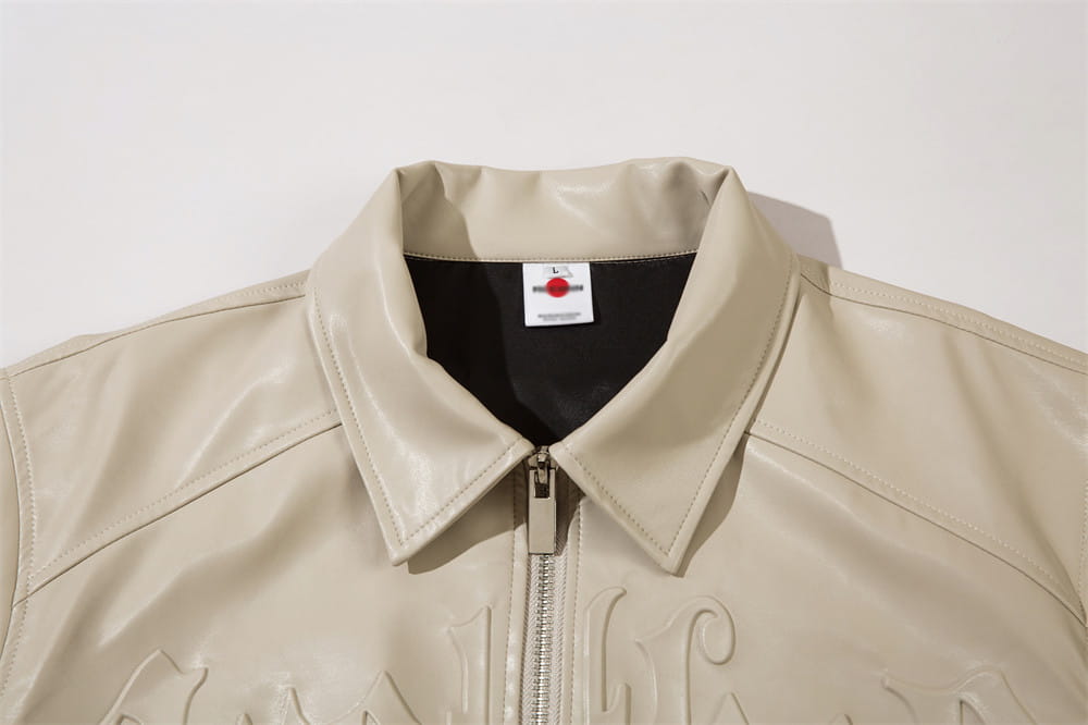 Solid Color PU Leather Coat Men