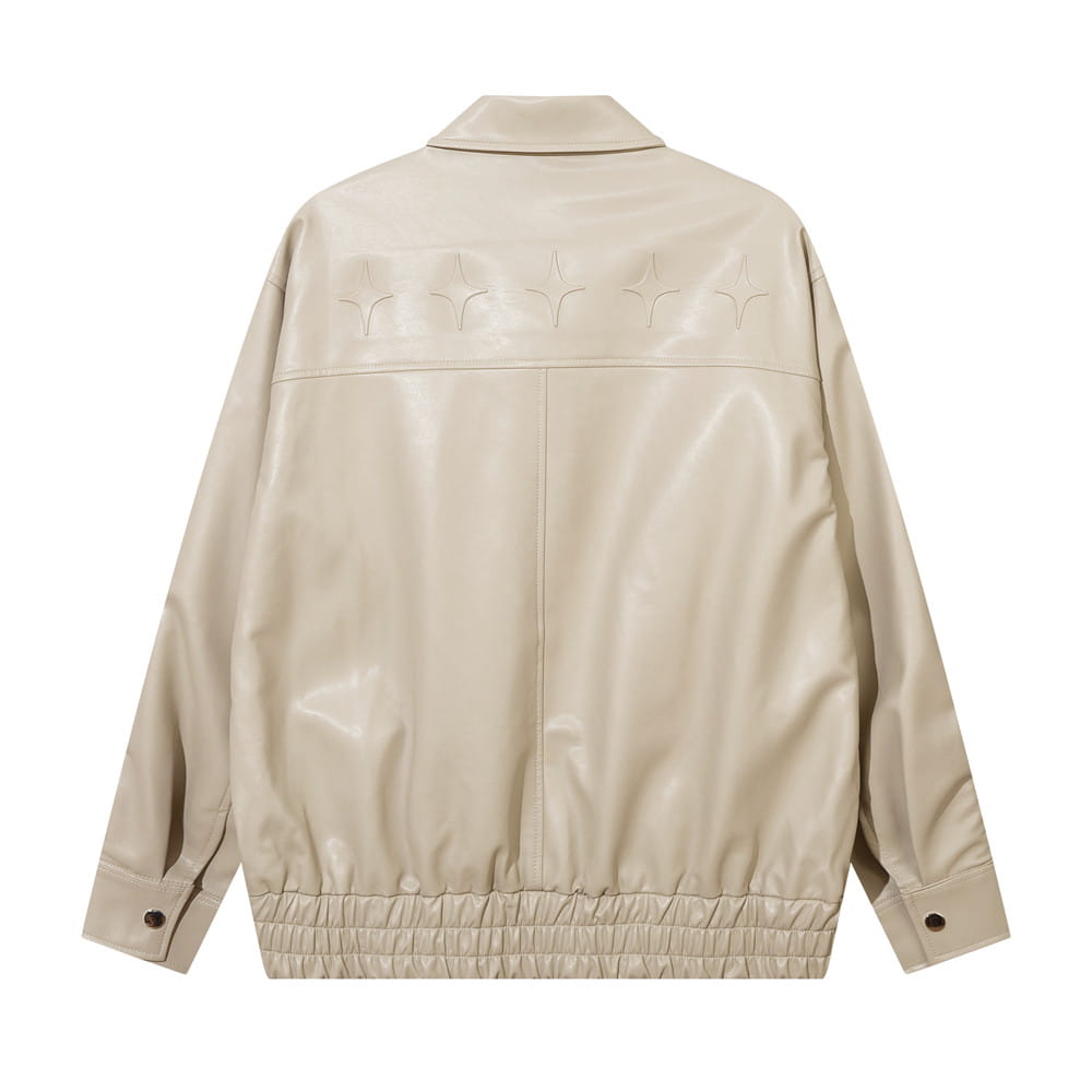 Solid Color PU Leather Coat Men