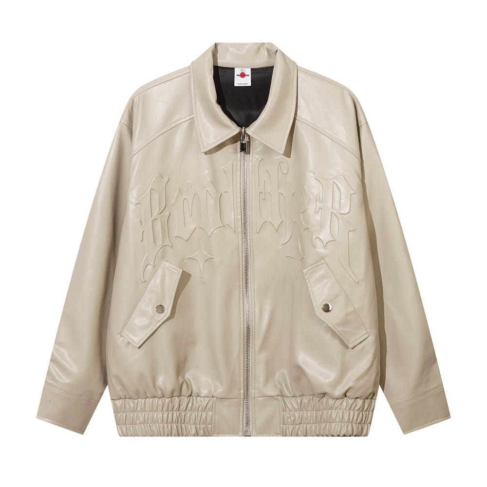 Solid Color PU Leather Coat Men