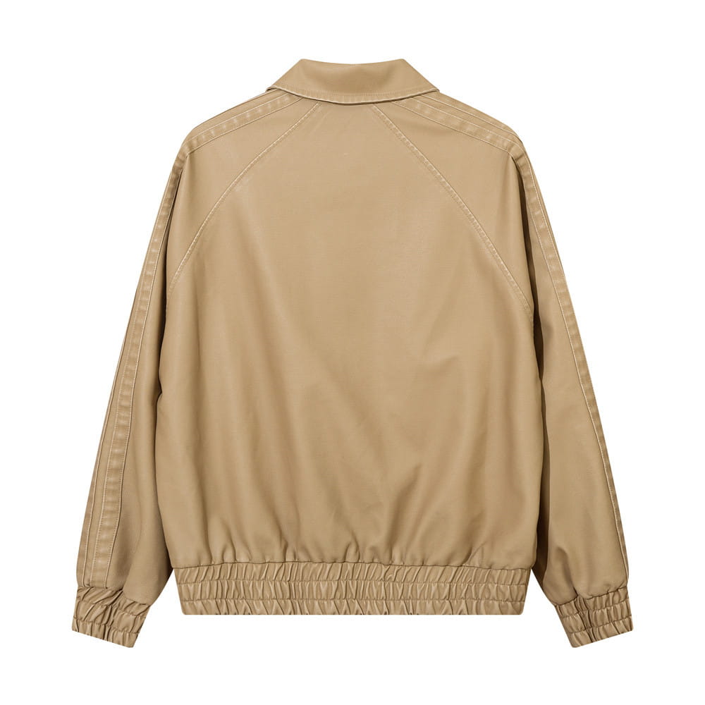 Letter Embroidery Pu Leather Coat Men