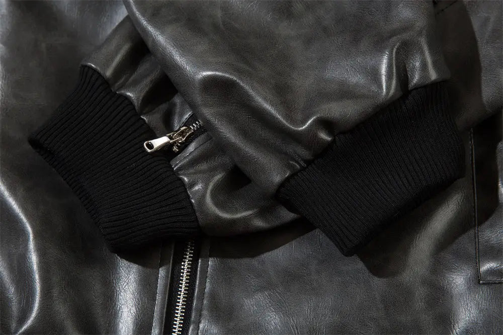 American Retro Baseball Uniform Leather Men